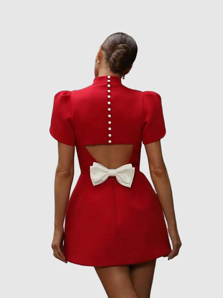 Maris | Elegant Hollow Tie Red Party Mini Dress - Timeless Summer Fashion