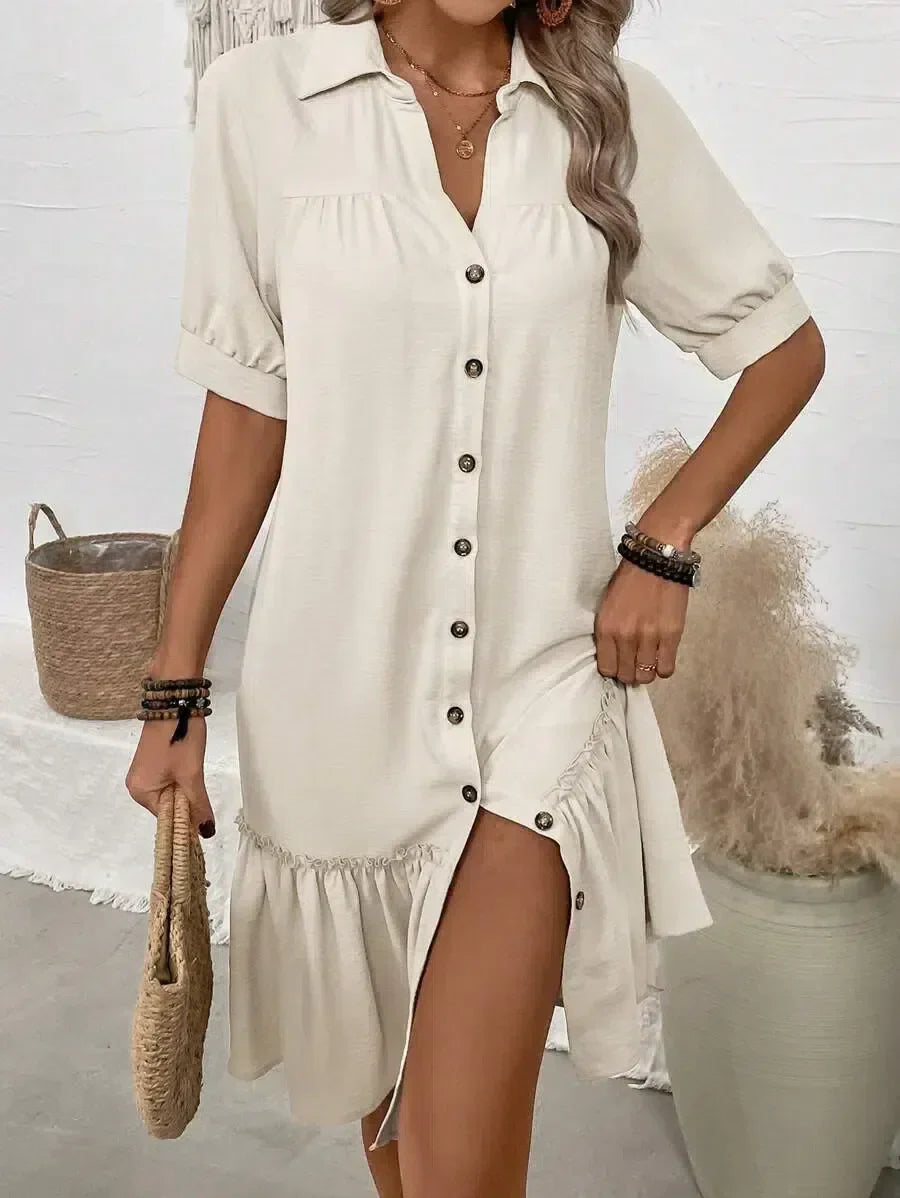 Rachel | Elegant Down Ruffle Dress for Every Occasion