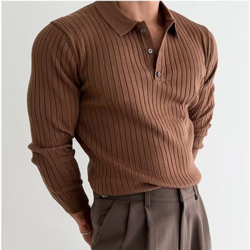 Douglas | Men's Slim Fit Long Sleeve Polo Shirt - Image 4
