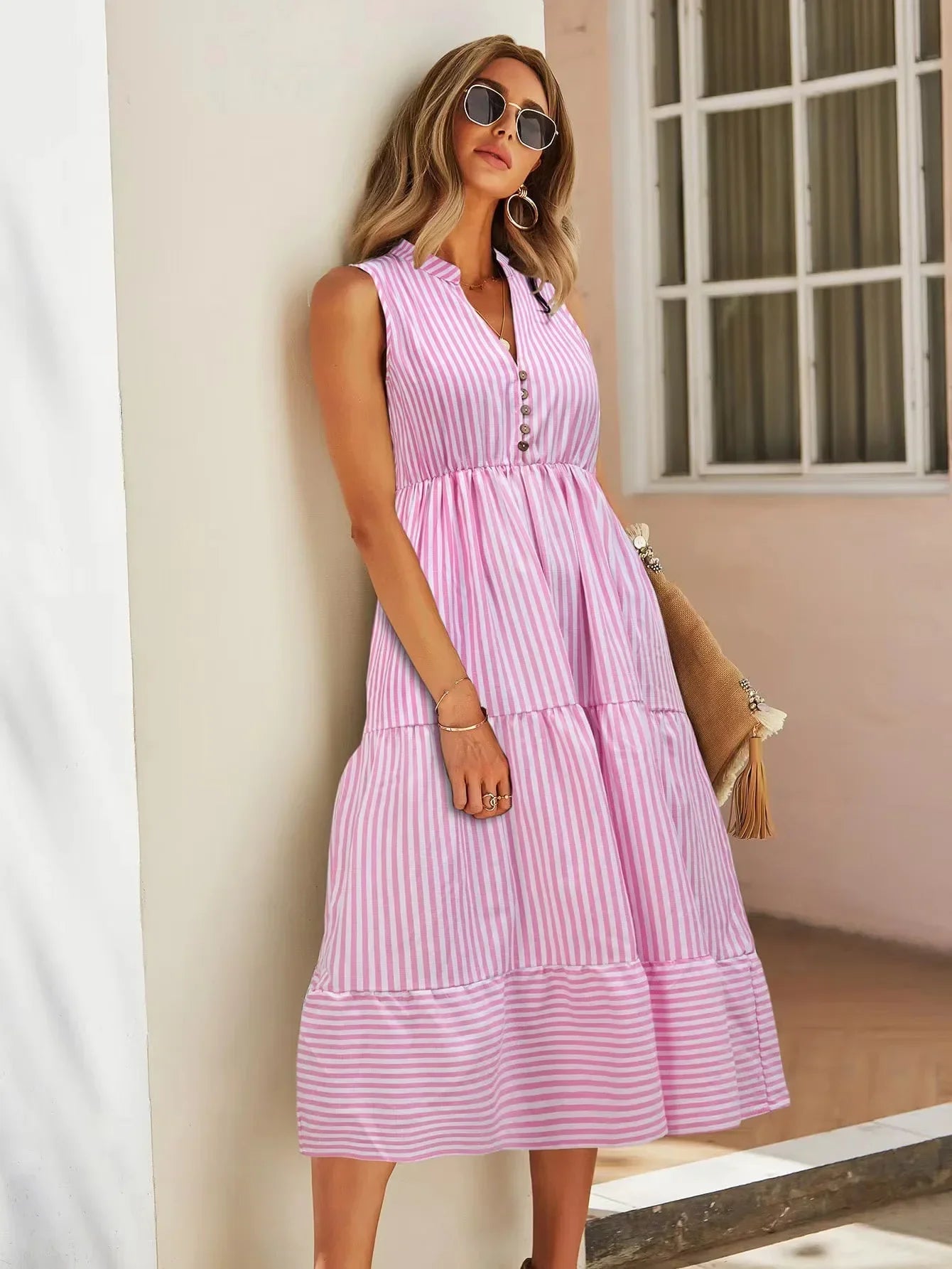 Mary | Stylish Striped Sleeveless Dress for Summer - Image 4