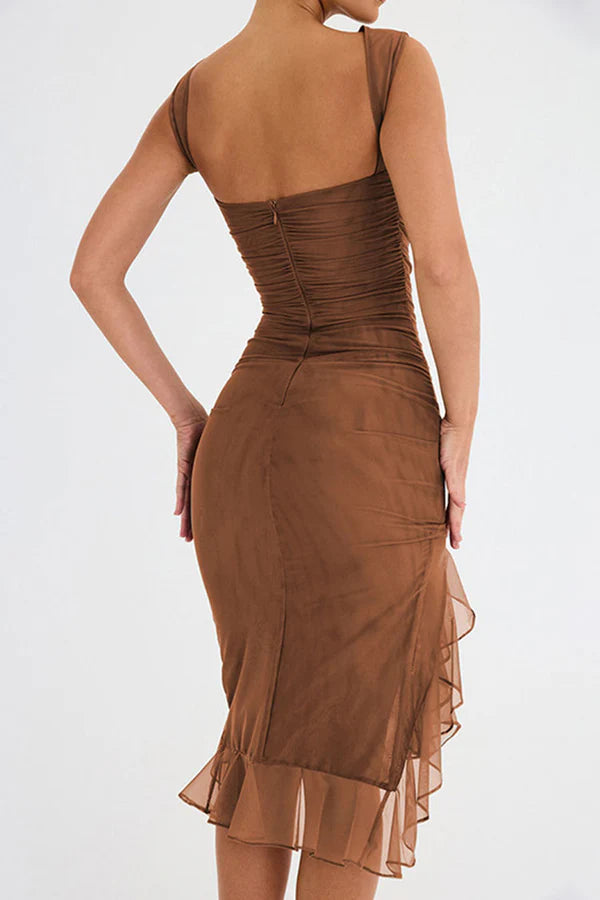 Maureen | Elegant Ruffle Midi Dress for All Occasions