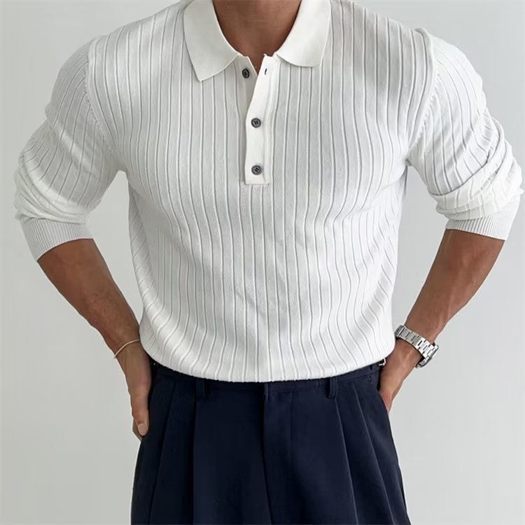 Douglas | Men's Slim Fit Long Sleeve Polo Shirt - Image 1