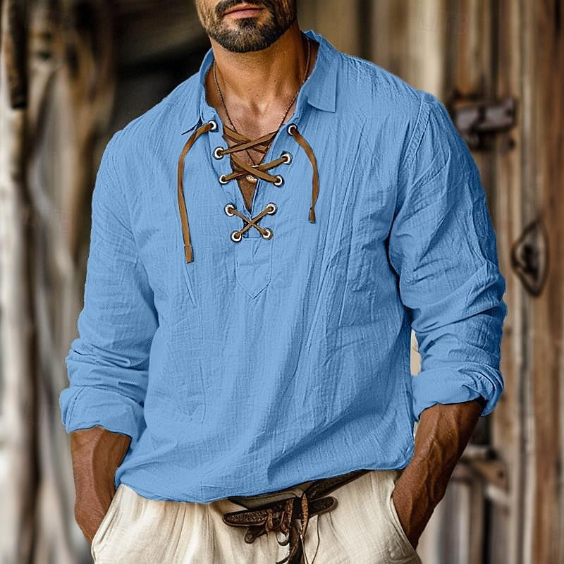 Josephus | Stylish Henry Linen Long Sleeve Shirt for Men - Image 4